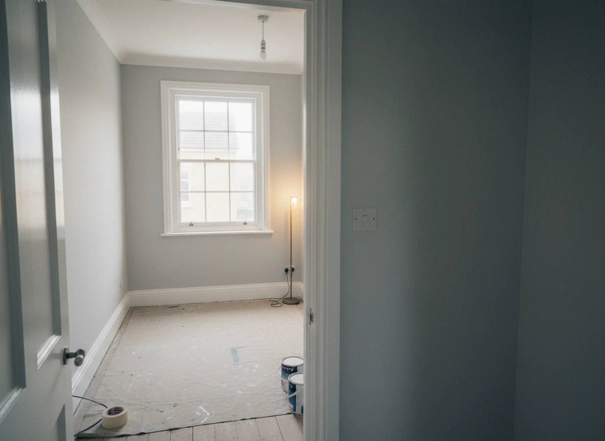Home office painting in Canterbury by Canterbury Decorators, professional painters preparing a study room